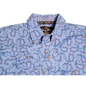 Wrangler George Straight Men's Size XL Blue Paisley Button Down‎ Shirt